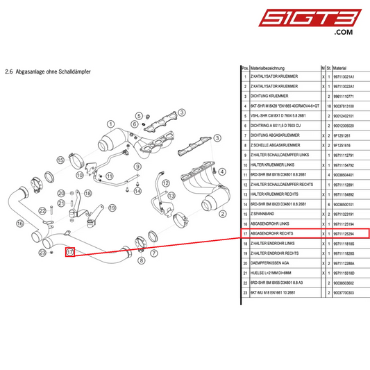 EXHAUST TAILPIPE RH - 99711125294 [PORSCHE 991.1 GT3 Cup]