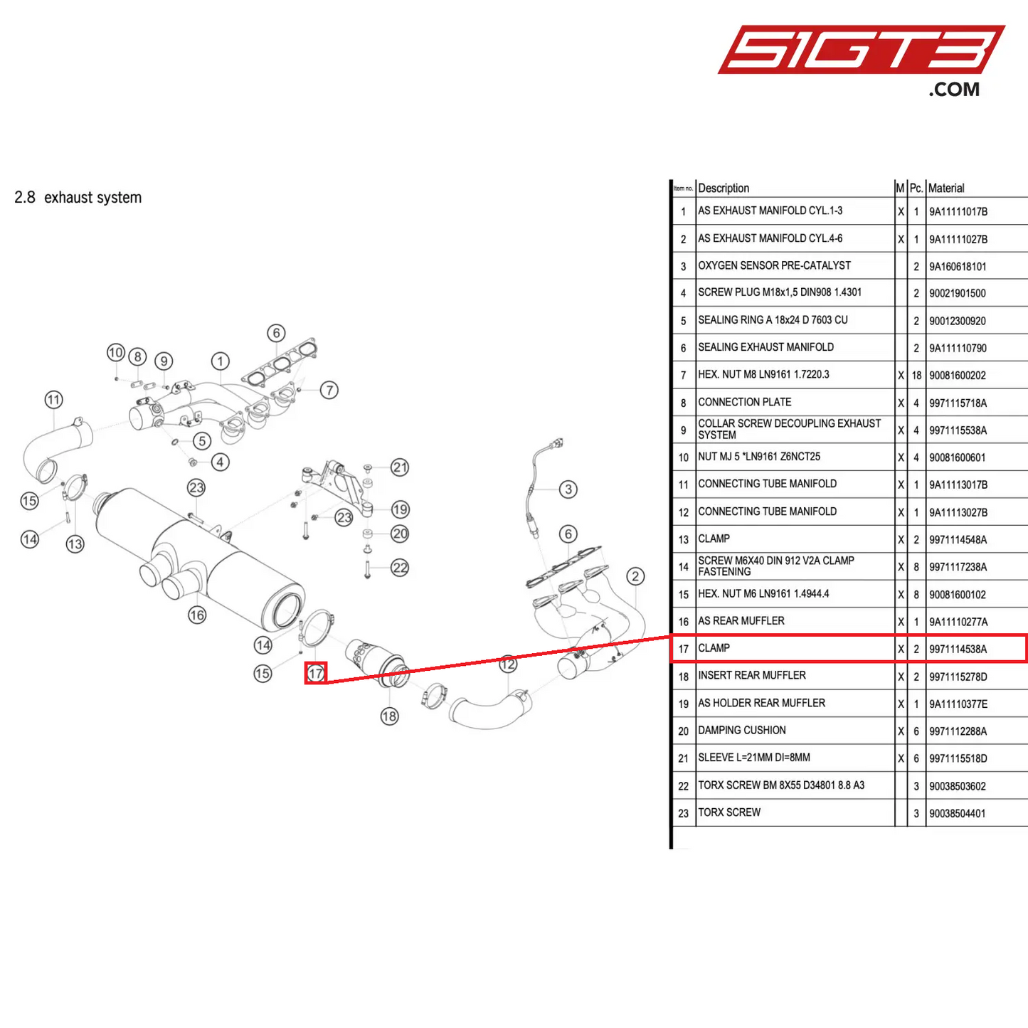 CLAMP - 9971114538A [PORSCHE 911 GT3 R Type 991 (GEN 2)]