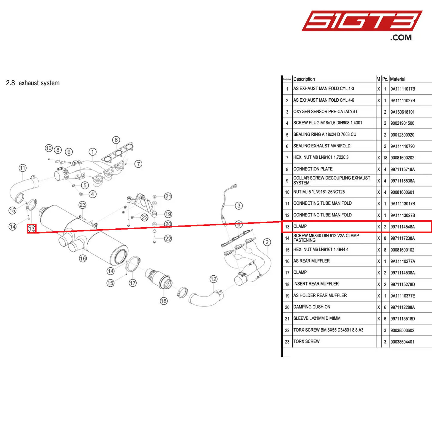 CLAMP - 9971114548A [PORSCHE 911 GT3 R Type 991 (GEN 2)]