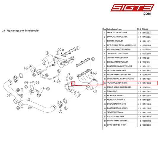 HOLDER MANIFOLD RIGHT - 99711154892 [PORSCHE 991.1 GT3 Cup]