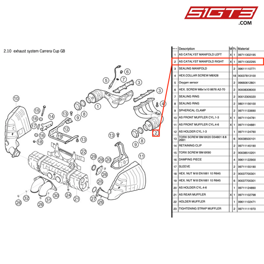 AS CATALYST MANIFOLD RIGHT - 99711302295 [PORSCHE 997.2 GT3 Cup]