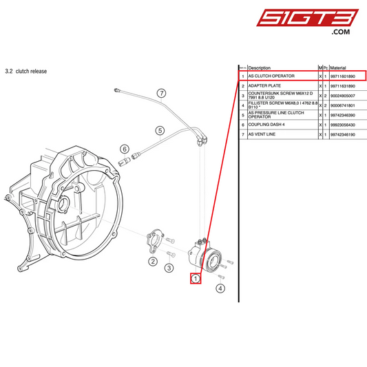 AS CLUTCH OPERATOR - 99711601890 [PORSCHE 997.2 GT3 Cup]