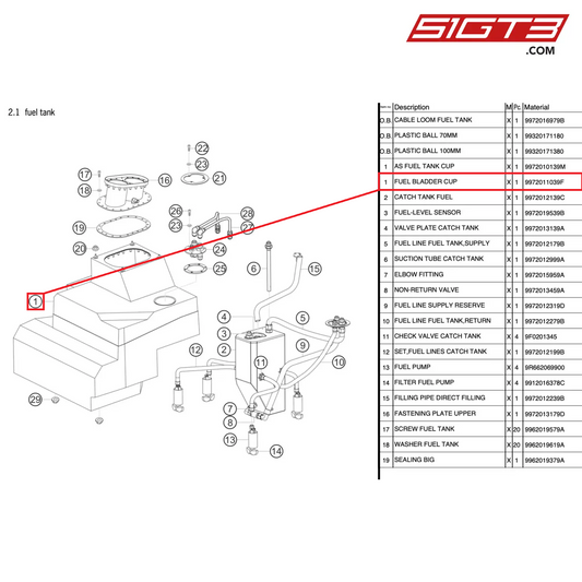SERBATOIO CARBURANTE COPPA - 9972011039F [PORSCHE 997.2 GT3 Cup]
