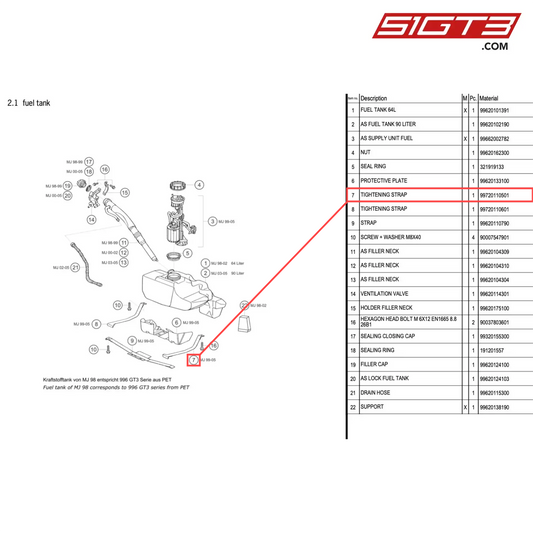 TIGHTENING STRAP - 99720110501 [PORSCHE 996 GT3 Cup]