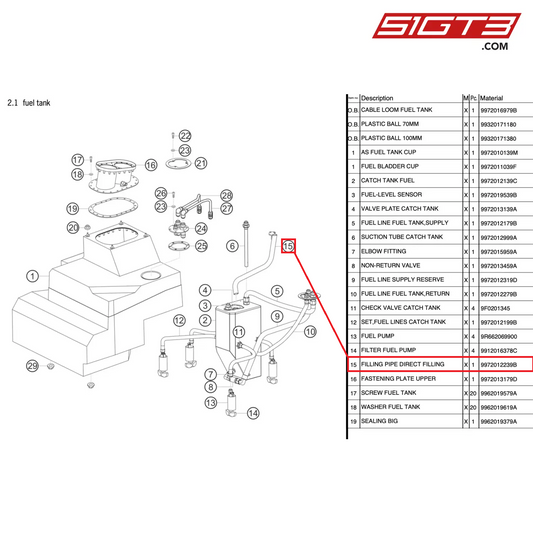 FÜLLROHR DIREKTBEFÜLLUNG - 9972012239B [PORSCHE 997.2 GT3 Cup]