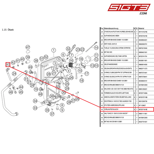 SUPPLY HOSE - 9972071619E [PORSCHE 997.1 GT3 R]