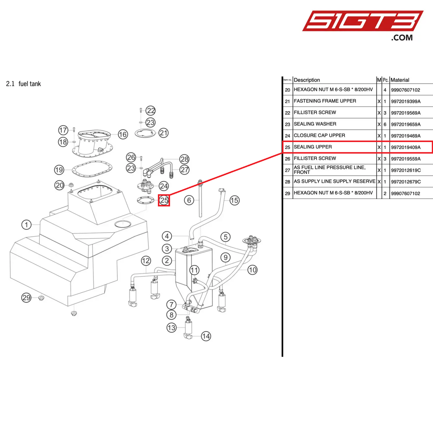 SEALING UPPER - 9972019409A [PORSCHE 997.2 GT3 Cup]