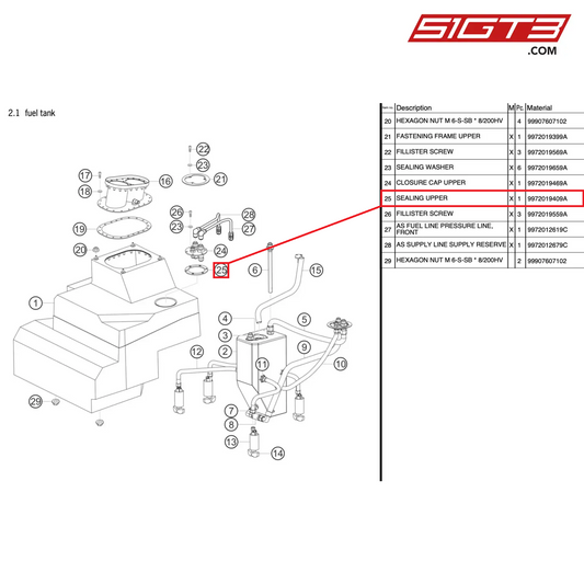 SEALING UPPER - 9972019409A [PORSCHE 997.2 GT3 Cup]