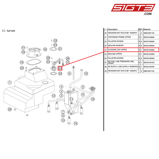 VERSCHLUSSKAPPE OBEN - 9972019469A [PORSCHE 997.2 GT3 Cup]