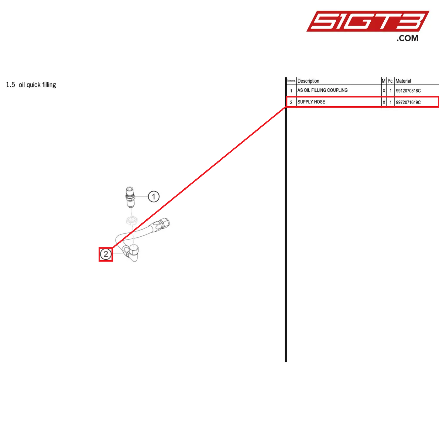 SUPPLY HOSE - 9972071619C [PORSCHE 911 GT3 R Type 991 (GEN 2)]