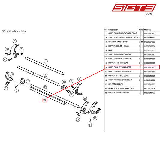 SHIFT ROD 1ST+2ND GEAR - 99730310160 [PORSCHE 997.2 GT3 Cup]