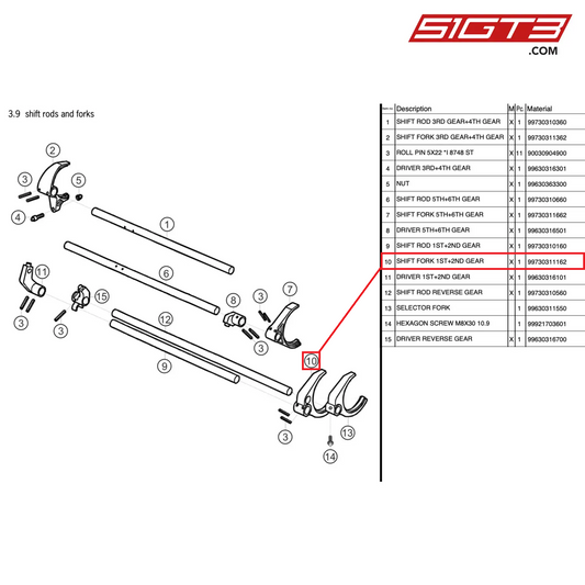 SHIFT FORK 1ST+2ND GEAR - 99730311162 [PORSCHE 997.2 GT3 Cup]