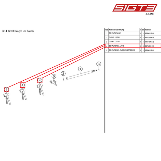 SHIFT FORK LEFT - 9973031119A [PORSCHE 997.1 GT3 R]