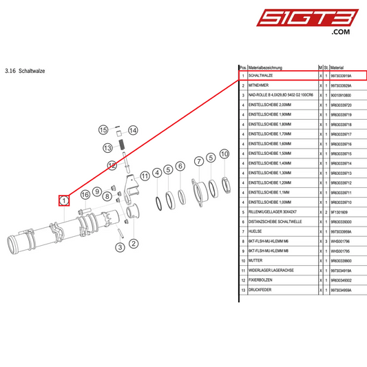 SHIFTING DRUM - 9973033919A [PORSCHE 997.1 GT3 R]
