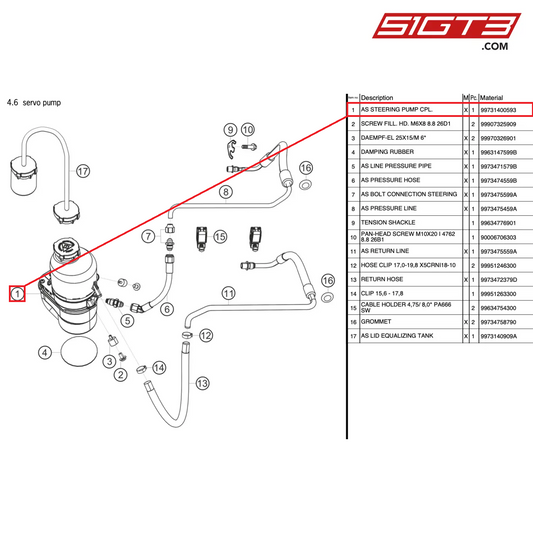 AS STEERING PUMP CPL. - 99731400593 [PORSCHE 997.2 GT3 Cup]