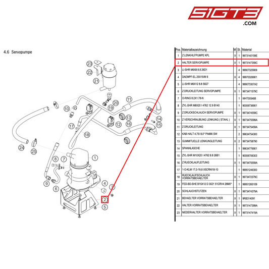 HOLDER SERVO PUMP - 9973147359C [PORSCHE 997.1 GT3 R]