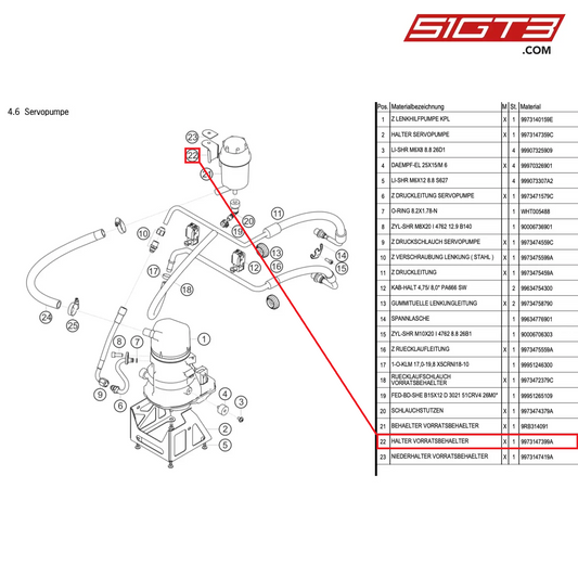 HOLDER RESERVOIR - 9973147399A [PORSCHE 997.1 GT3 R]