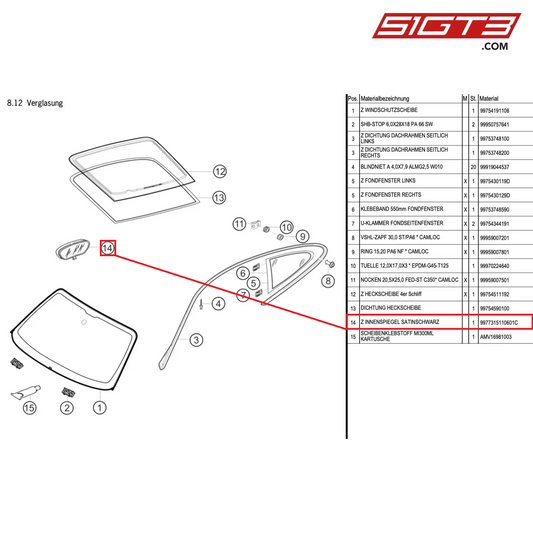 AS INSIDE MIRROR - 9977315110601C [PORSCHE 997.1 GT3 R]