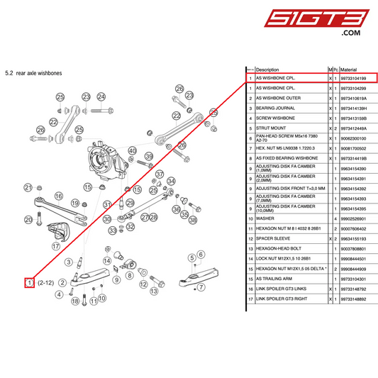 AS WISHBONE CPL. - 99733104199 [PORSCHE 997.2 GT3 Cup]
