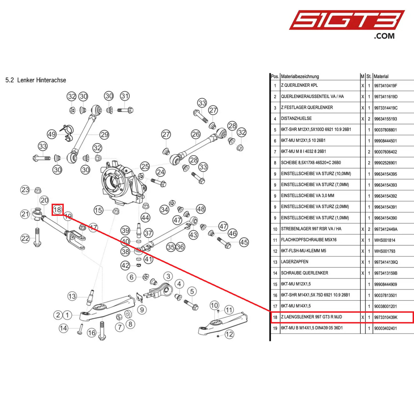 AS TRAILING ARM - 9973310439K [PORSCHE 997.1 GT3 R]