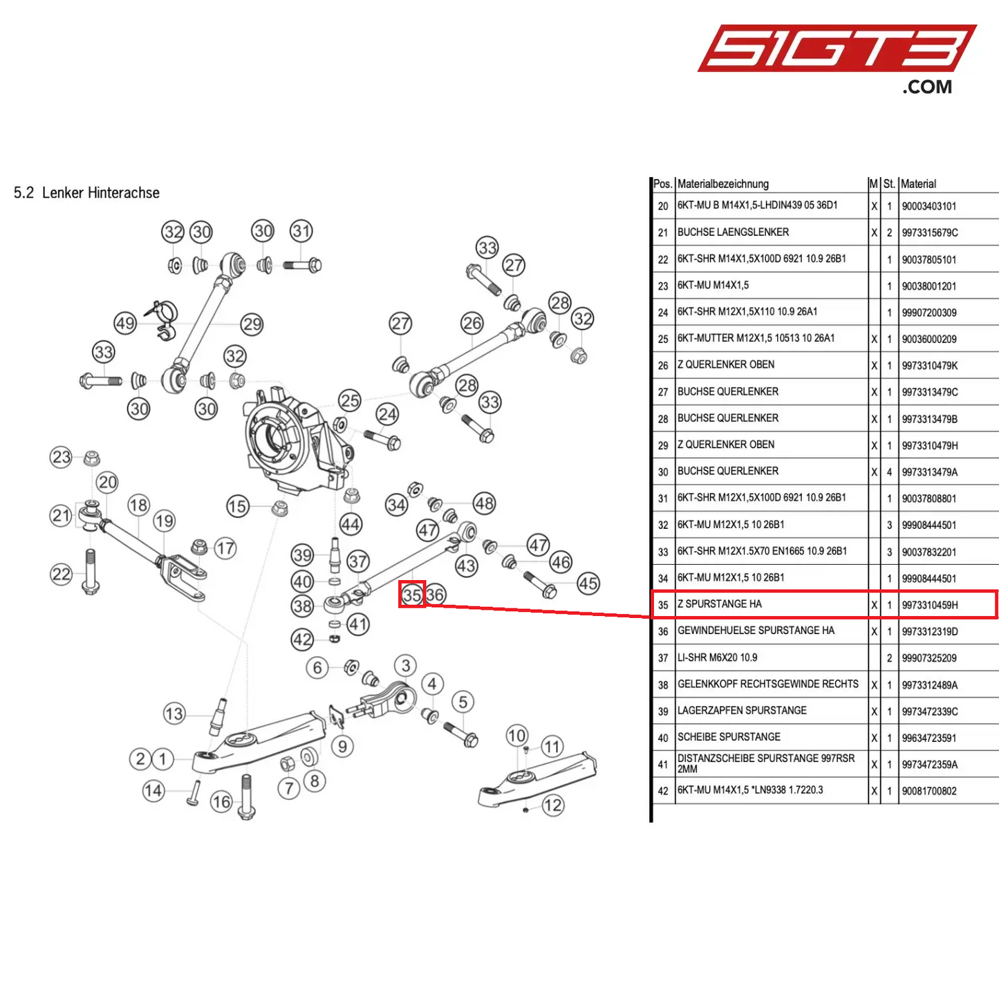 AS STEERING TIE ROD RA - 9973310459H [PORSCHE 997.1 GT3 R]