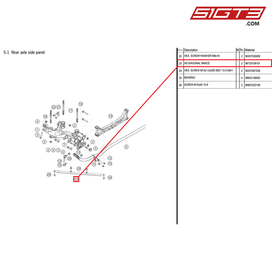 AS DIAGONAL BRACE - 99733108101 [PORSCHE 996 GT3 Cup]