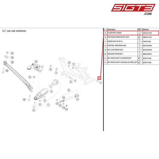 ECCENTRIC SCREW - 99733121702 [PORSCHE 718 Cayman GT4 RS Clubsport]