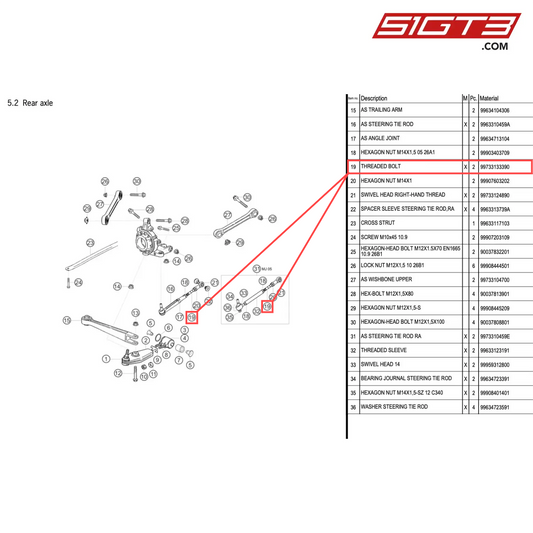 THREADED BOLT - 99733133390 [PORSCHE 996 GT3 Cup]