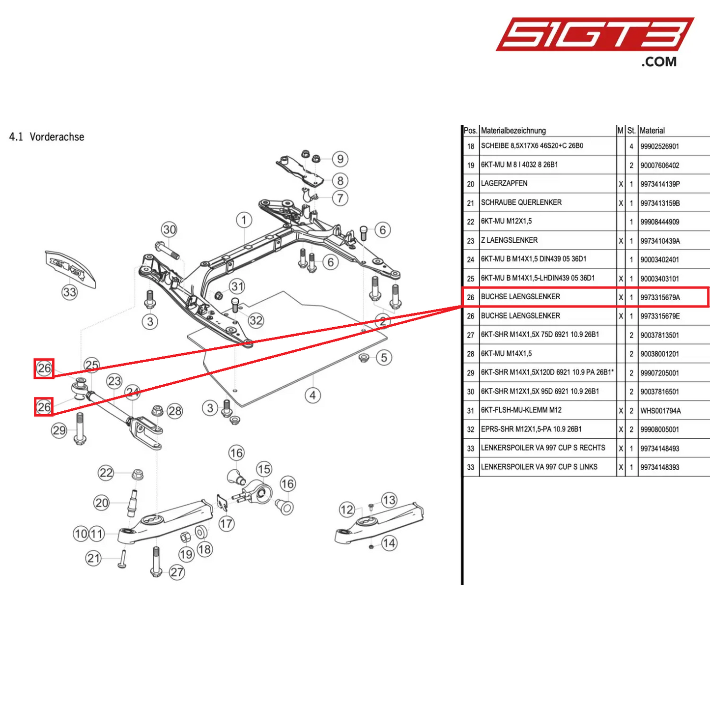 BUSH TRAILING ARM - 9973315679A [PORSCHE 997.1 GT3 R]