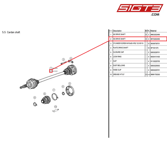 AS DRIVE SHAFT - 99733202493 [PORSCHE 996 GT3 Cup]