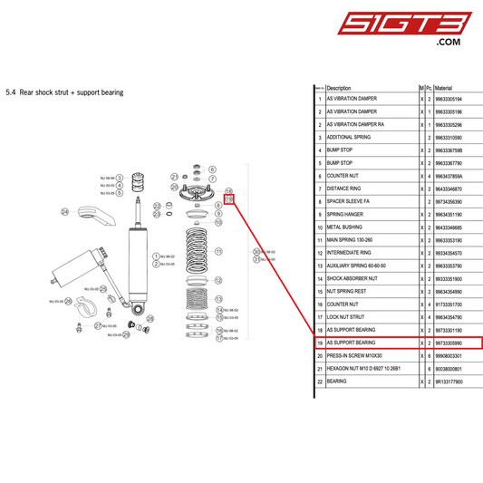 AS SUPPORT BEARING - 99733305990 [PORSCHE 996 GT3 Cup]