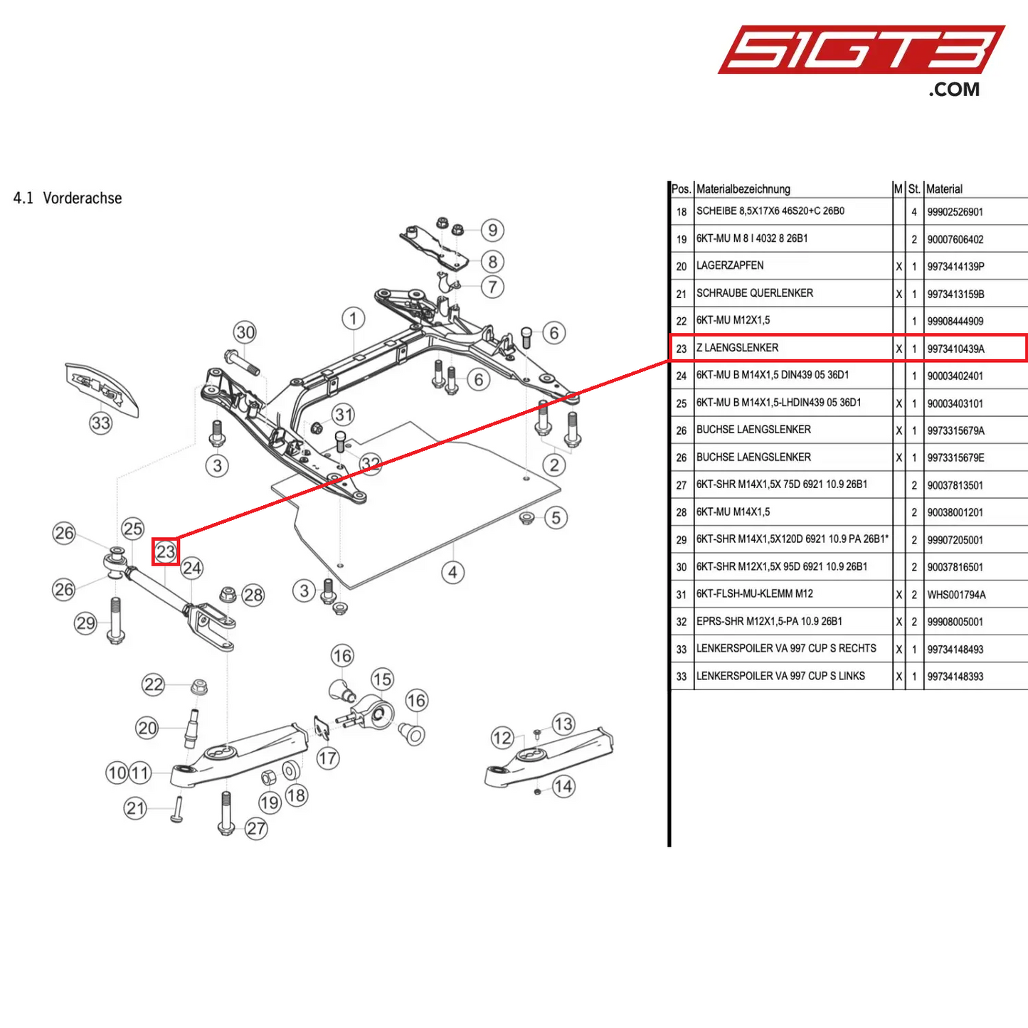 AS TRAILING ARM - 9973410439A [PORSCHE 997.1 GT3 R]