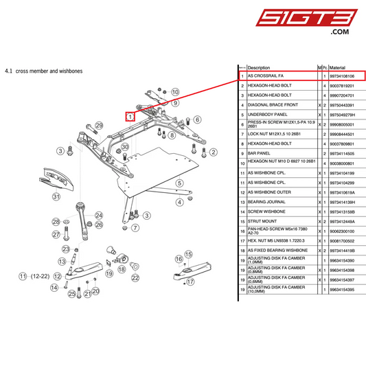 AS CROSSRAIL FA - 99734108106 [PORSCHE 997.2 GT3 Cup]