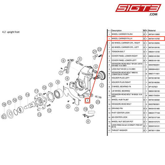 TRASPORTATORE RUOTE FA,LH - 99734115792 [PORSCHE 997.2 GT3 Cup]