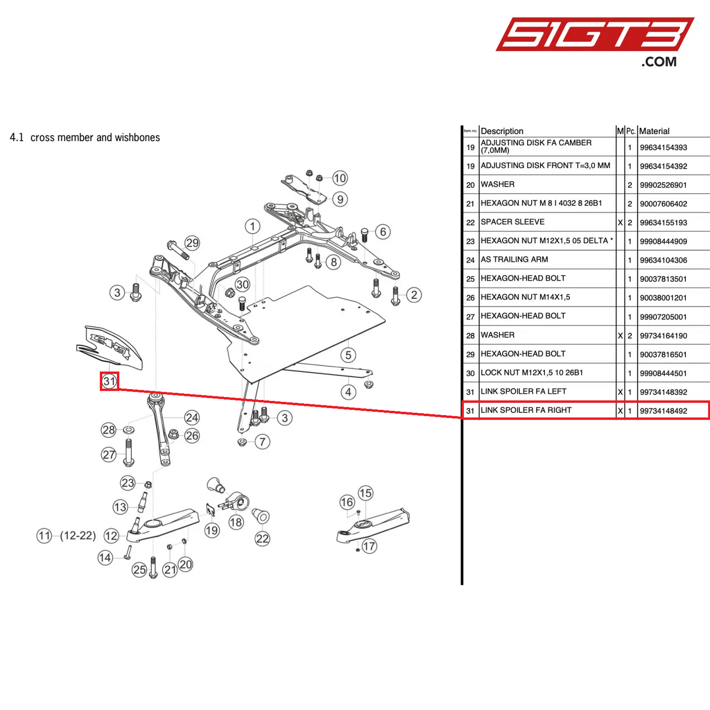 LINK SPOILER FA RIGHT - 99734148492 [PORSCHE 997.2 GT3 Cup]