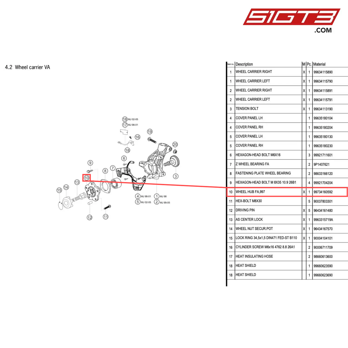 WHEEL HUB FA,997 - 99734160592 [PORSCHE 996 GT3 Cup]