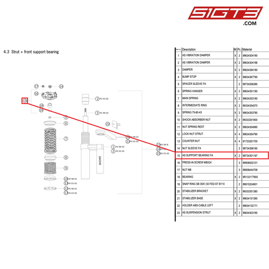 AS SUPPORT BEARING FA - 99734301197 [PORSCHE 996 GT3 Cup]