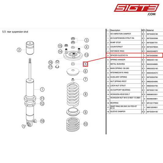 DISTANZHÜLSE FA - 99734356390 [PORSCHE 997.2 GT3 Cup]