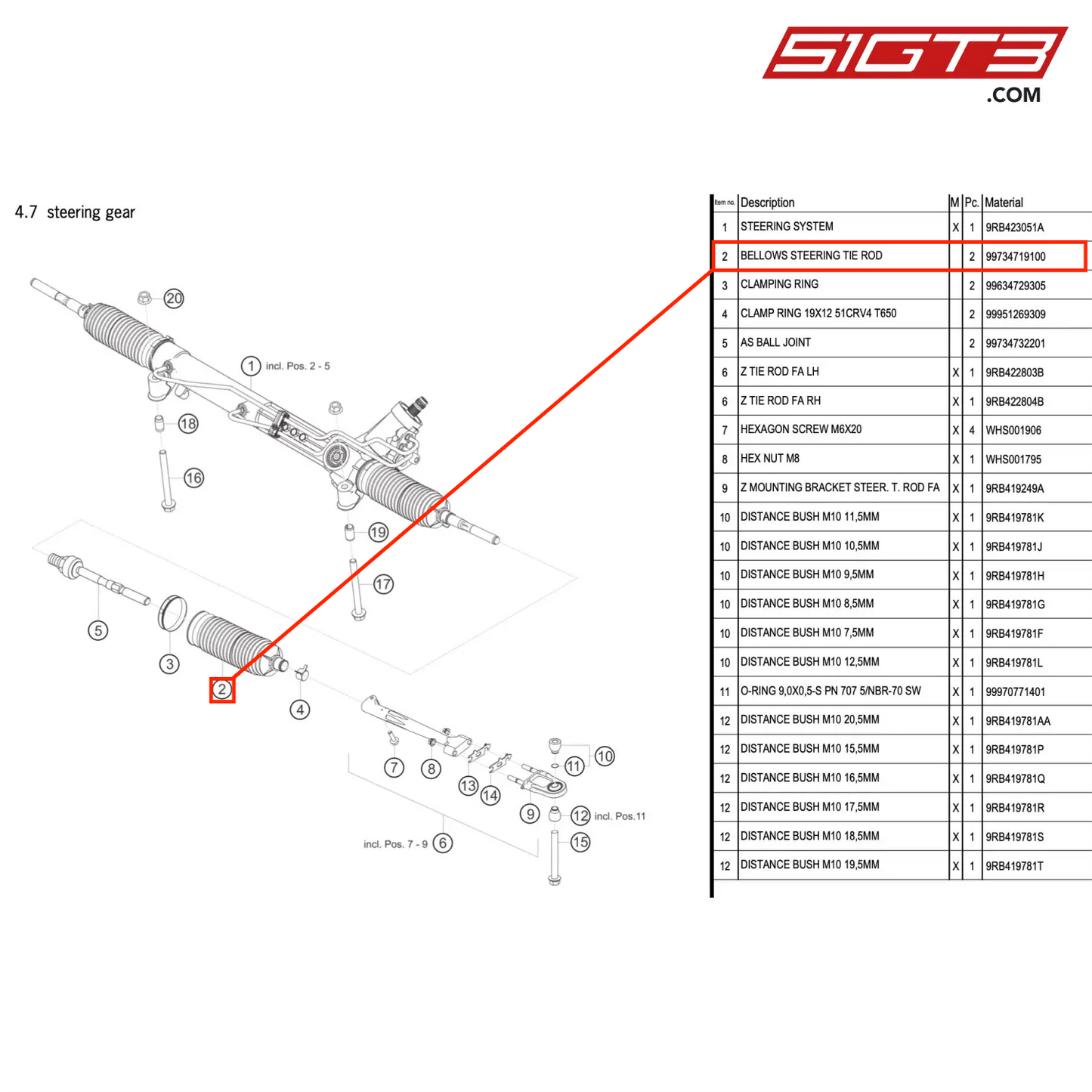 BELLOWS STEERING TIE ROD - 99734719100 [PORSCHE 992.1 GT3 R]