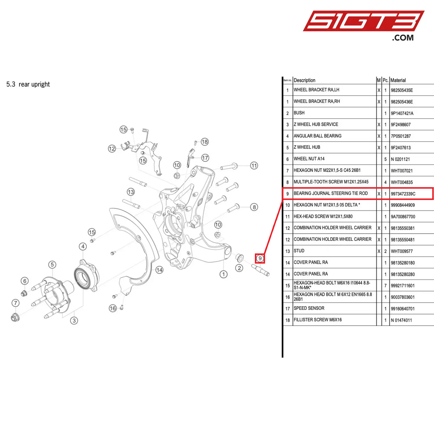 BEARING JOURNAL STEERING TIE ROD - 9973472339C [PORSCHE 718 Cayman GT4 RS Clubsport]