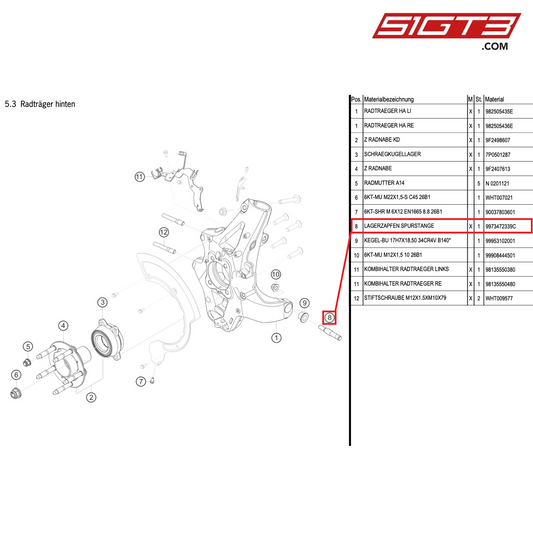 BEARING JOURNAL STEERING TIE ROD - 9973472339C [PORSCHE Cayman 981 GT4 Clubsport]