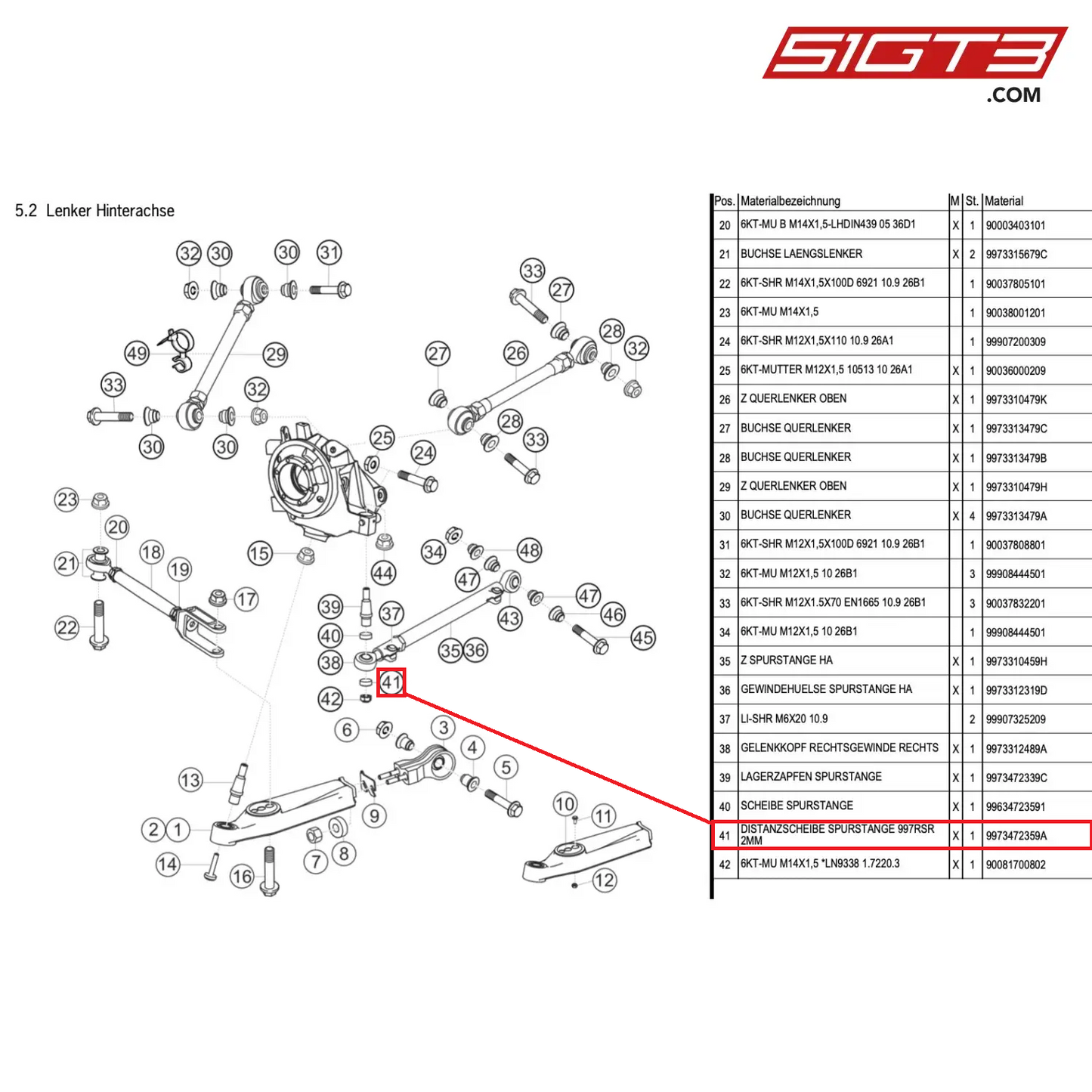 SPACING WASHER STEERING TIE ROD - 9973472359A [PORSCHE 997.1 GT3 R]