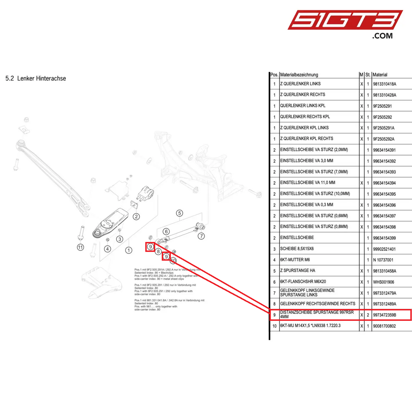 SPACING WASHER STEERING TIE ROD - 9973472359B [PORSCHE Cayman 981 GT4 Clubsport]