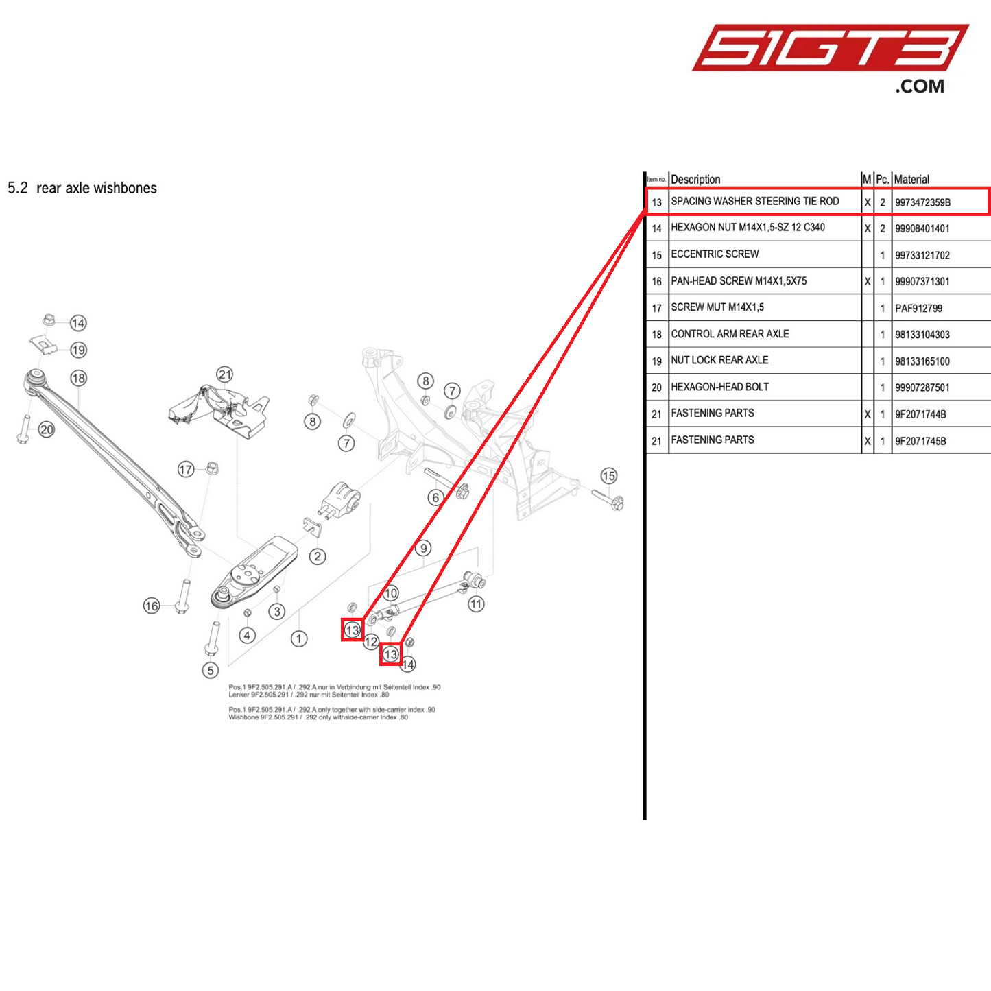 SPACING WASHER STEERING TIE ROD - 9973472359B [PORSCHE 718 Cayman GT4 Clubsport]