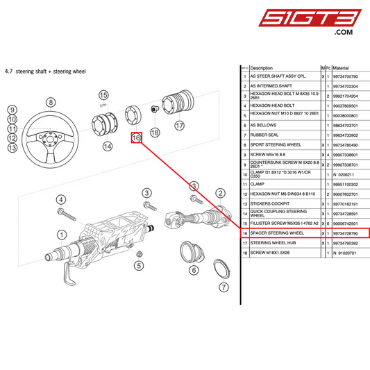 SPACER STEERING WHEEL - 99734728790 [PORSCHE 997.2 GT3 Cup]
