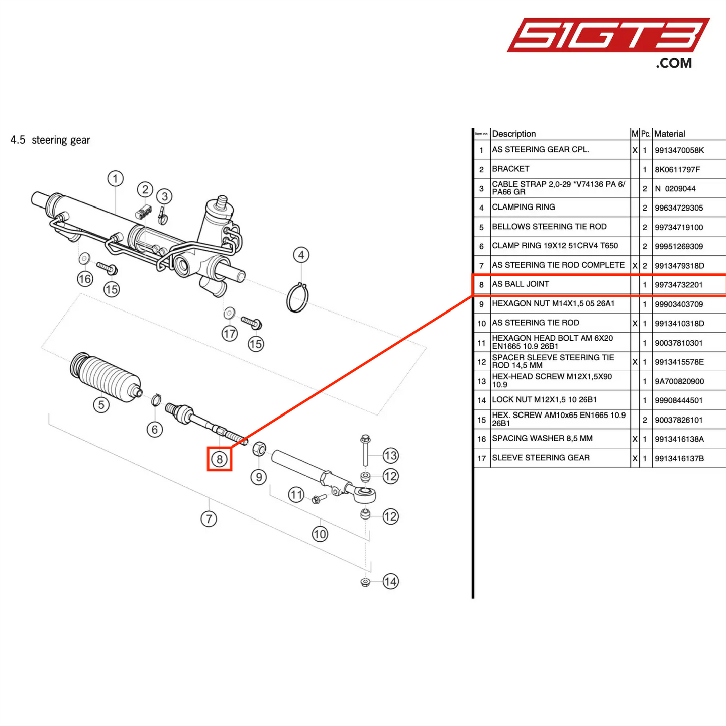 AS BALL JOINT - 99734732201 [PORSCHE 911 GT3 Cup Type 991 (GEN 2)]