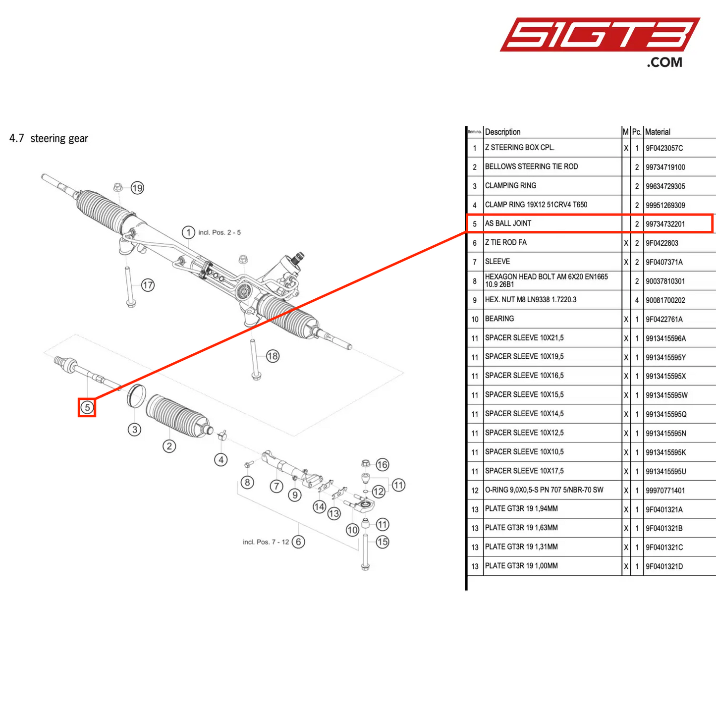 AS BALL JOINT - 99734732201 [PORSCHE 991.2 GT3 R]