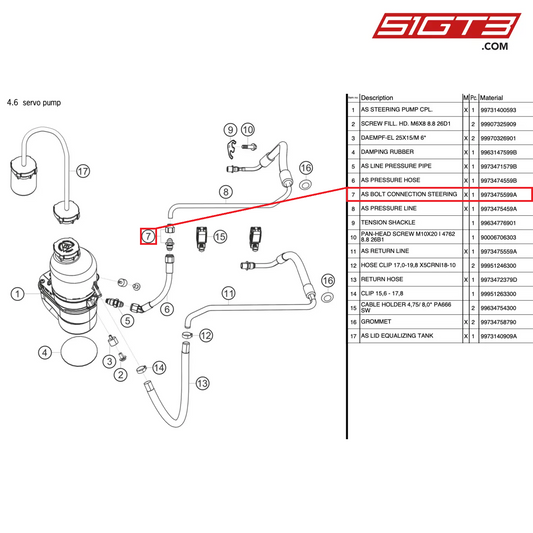 CONNESSIONE STERZO A BULLONE AS - 9973475599A [PORSCHE 997.2 GT3 Cup]