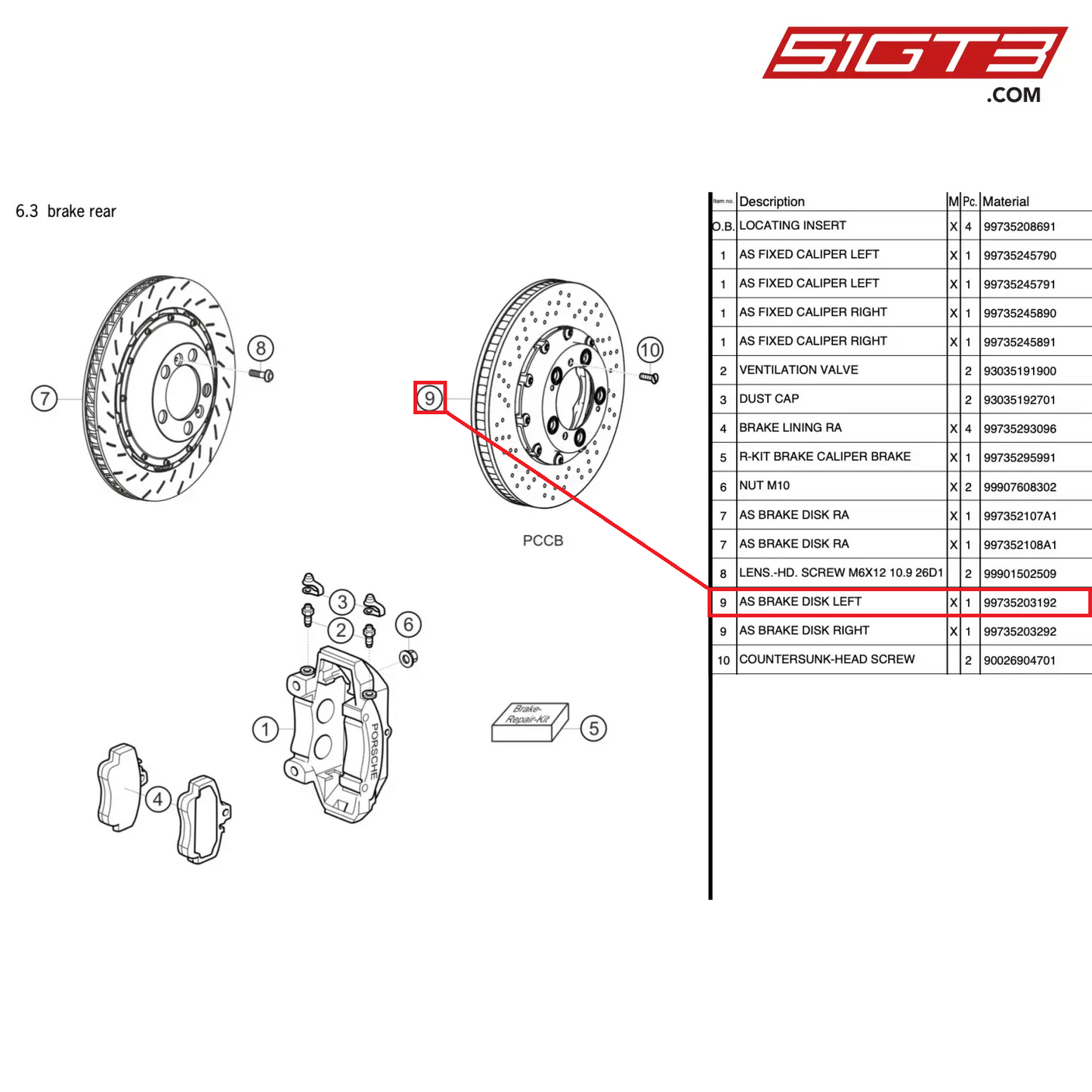 AS BRAKE DISK LEFT - 99735203192 [PORSCHE 997.2 GT3 Cup]