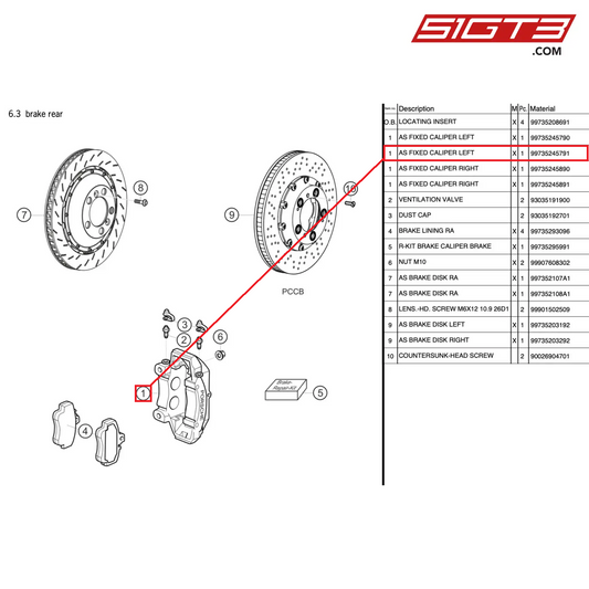 AS FIXED CALIPER LEFT - 99735245791 [PORSCHE 997.2 GT3 Cup]